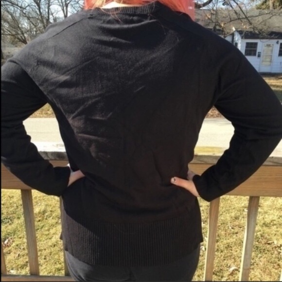 Alfani Black Perforated Leather Front Sweater SZ L! NEW! - Picture 7 of 11